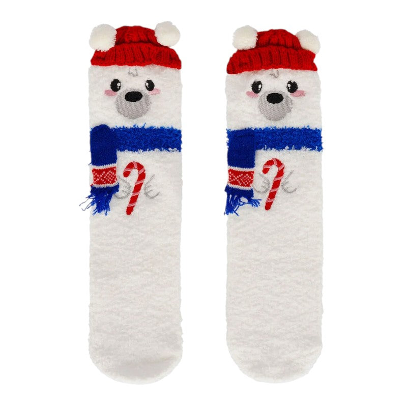 Calzini antiscivolo di Natale Legami Orso Polare con pon pon e musetto ricamato: morbidi ed elastici, taglia 35-42. Su Viano Shop!