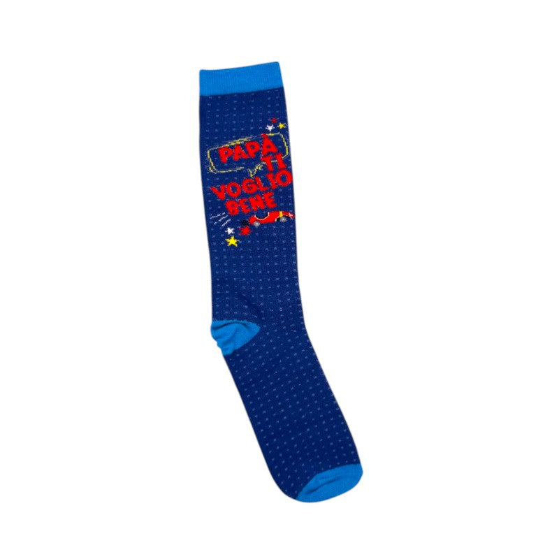 Calze regalo festa del papà, blu con la scritta "Papà ti voglio bene"