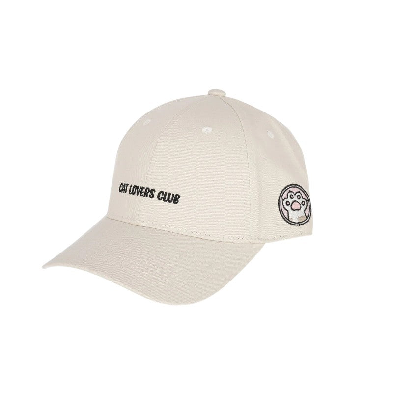 Cappellino Legami Cat Lovers Club: cotone bianco panna, ricamo nero e patch gatto kawaii, taglia unica regolabile. Per ogni cat lover con stile. Scoprilo!

