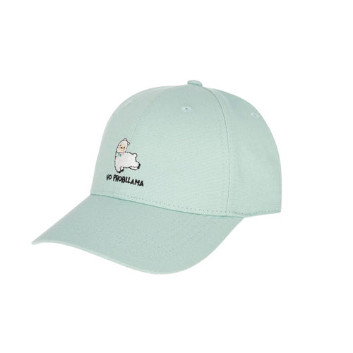 Cappellino visiera Legami Lama "No Probllama" — verde menta, ricamo lama, taglia unica regolabile. Il berretto da baseball ironico e originale