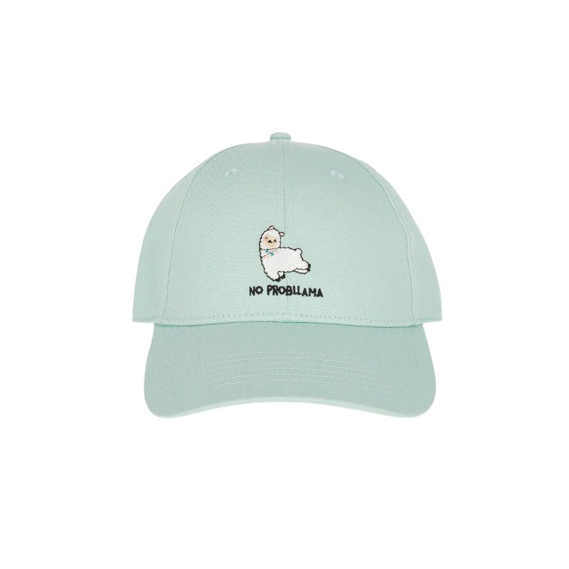 Cappellino visiera Legami Lama "No Probllama" — verde menta, ricamo lama, taglia unica regolabile. Il berretto da baseball ironico e originale