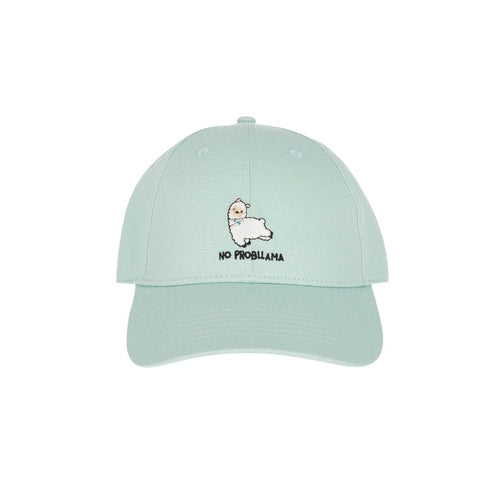 Cappellino visiera Legami Lama "No Probllama" — verde menta, ricamo lama, taglia unica regolabile. Il berretto da baseball ironico e originale