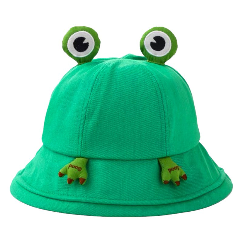 BELLISSIMO CAPPELLO VERDE DA PESCATORE PER BAMBINI A TEMA RANA