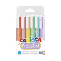 Set 6 evidenziatori pastello Carioca 4,5mm: arancione, rosa, giallo, verde, azzurro e lilla. Made in Italy, inchiostro acqua. Perfetti per studio e journal!