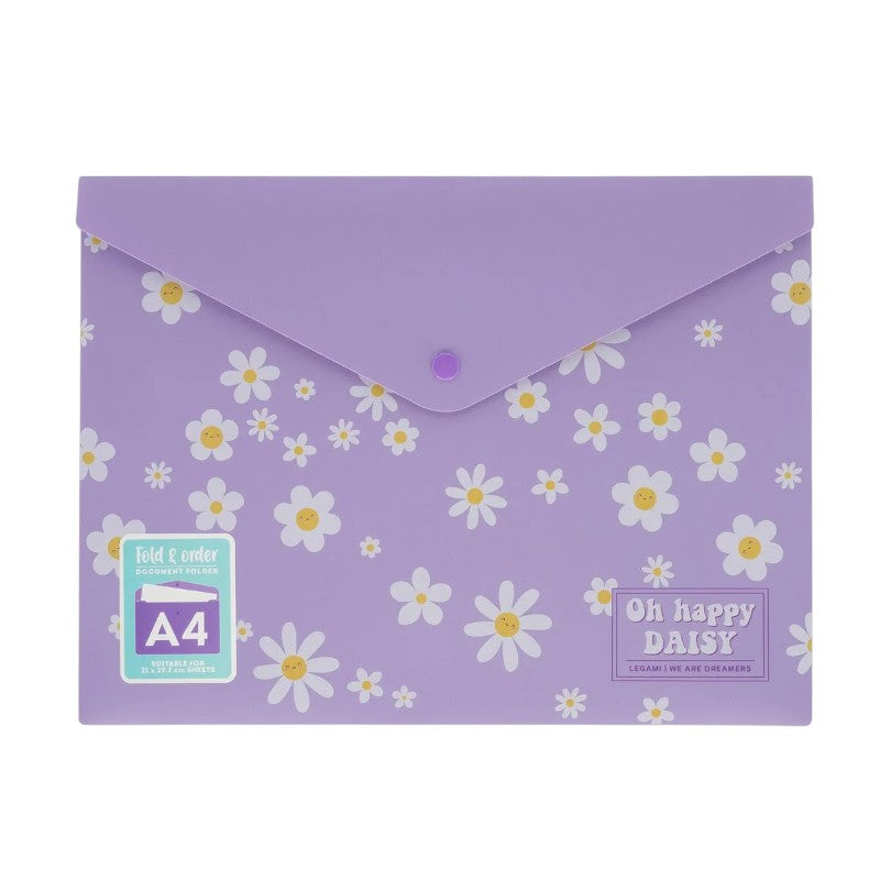 Cartellina portadocumenti A4 Legami Fold & Order — PP leggero, chiusura a bottone, grafica kawaii. Perfetta per scuola, università e ufficio. 
