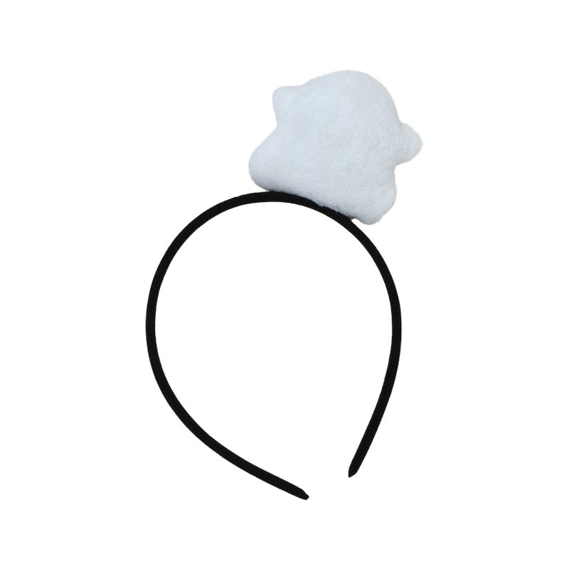 Cerchietto di Halloween con fantasmino kawaii in peluche e viso ricamato: accessorio per capelli per feste e travestimenti. Su Viano Shop!