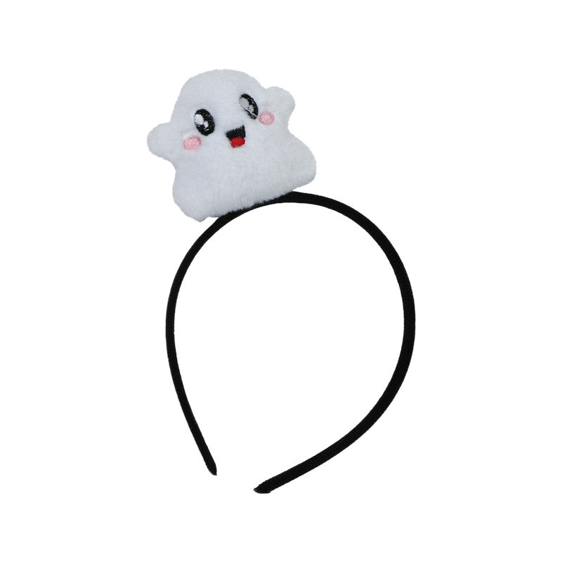 Cerchietto di Halloween con fantasmino kawaii in peluche e viso ricamato: accessorio per capelli per feste e travestimenti. Su Viano Shop!