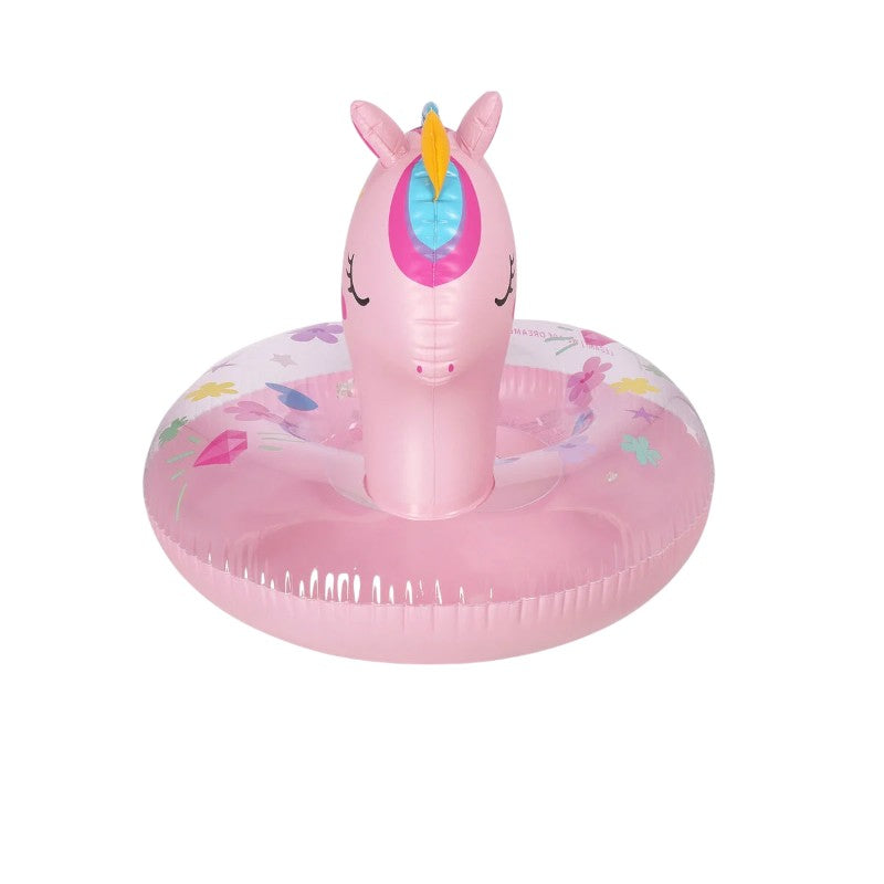Ciambella gonfiabile bambini Legami Unicorno: testa 3D con corno dorato, doppia camera d'aria, max 40kg, toppa inclusa. Il galleggiante più magico dell'estate!
