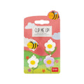 Set 4 mollette per capelli Legami Ape con ape e fiori kawaii sorridenti: mini clip colorate per acconciature allegre. Scoprile su Viano Shop!