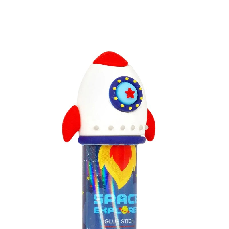 Colla stick Legami Space Explorer — cappuccio razzo 3D, fusto blu notte con astronauta. Regalo originale per bambini, coordinato collezione spazio.