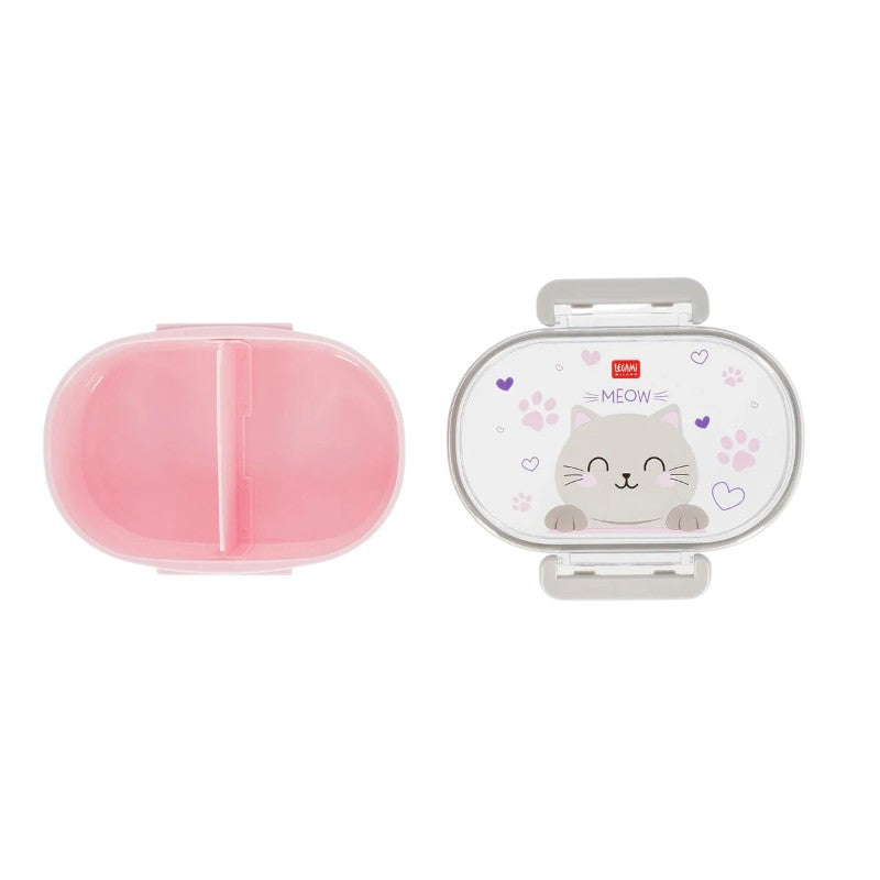Porta merenda Legami Meow Kitty — lunch box rosa kawaii, divisorio removibile, clip, lavastoviglie. Perfetta per la scuola e regalo per bambine.