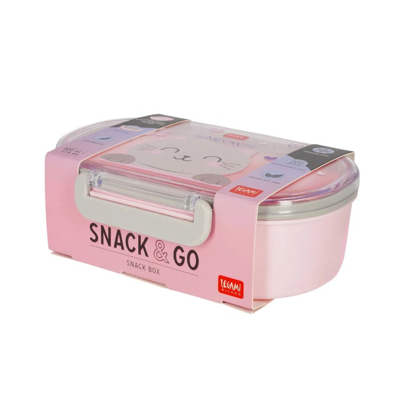 Porta merenda Legami Meow Kitty — lunch box rosa kawaii, divisorio removibile, clip, lavastoviglie. Perfetta per la scuola e regalo per bambine.