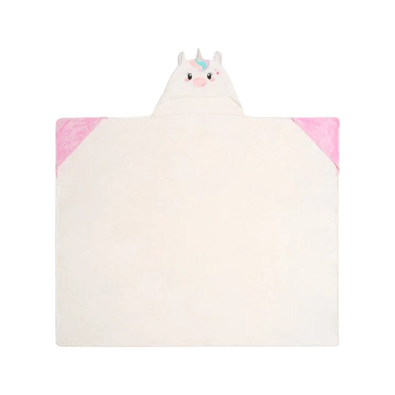 Coperta con cappuccio Legami Cosy Hugs Unicorno bianca con corno argentato e criniera arcobaleno: morbida e avvolgente per il relax. Su Viano Shop!