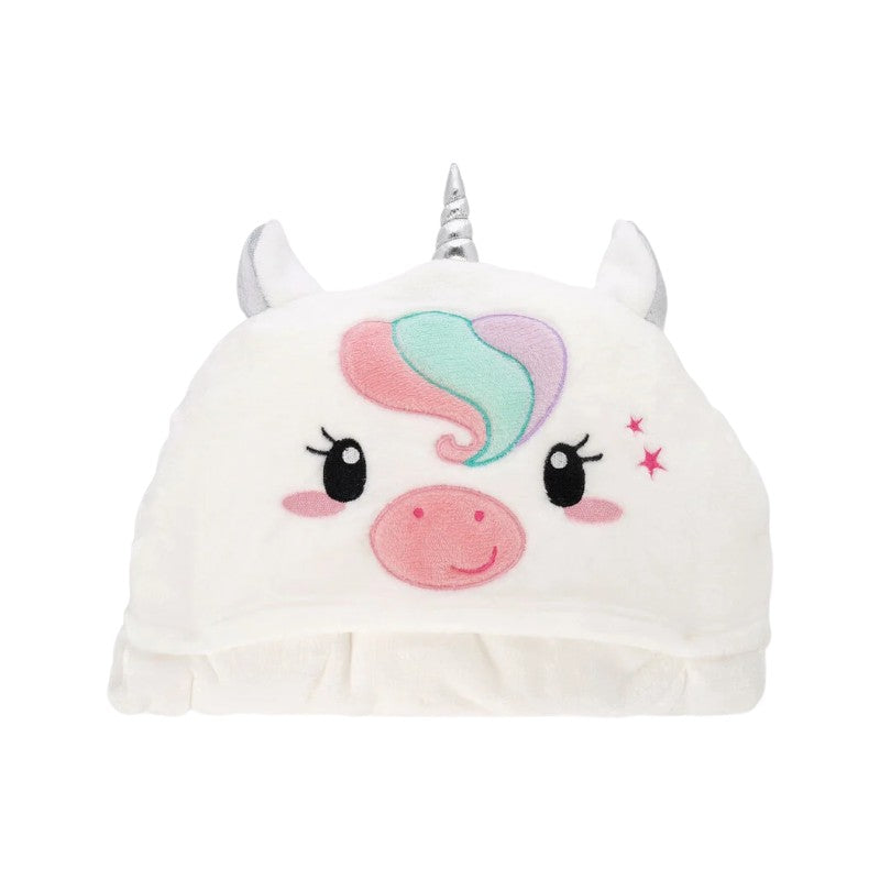 Coperta con cappuccio Legami Cosy Hugs Unicorno bianca con corno argentato e criniera arcobaleno: morbida e avvolgente per il relax. Su Viano Shop!
