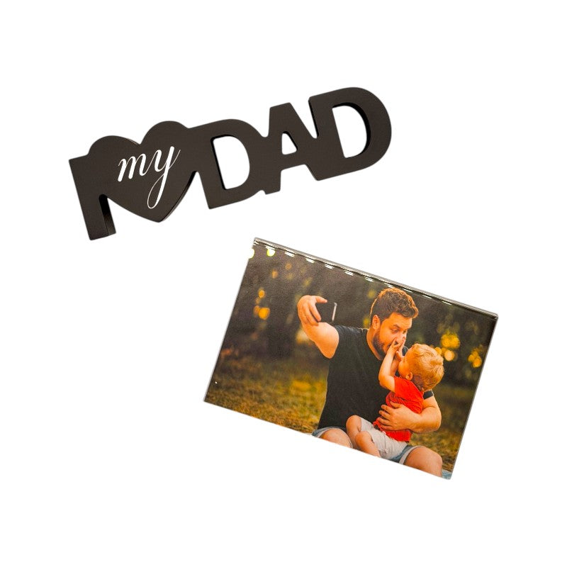 Cornice portafoto in legno con la scritta "I love my dad" perfetta per la festa del papà