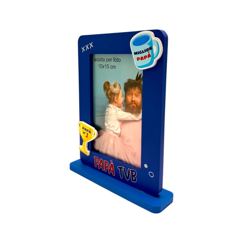 Cornice regalo festa del papa, con la scritta papà tvb e miglior papà.