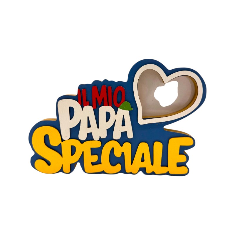 Cornice in legno per la festa del papà con la scritta "Il mio papà speciale"