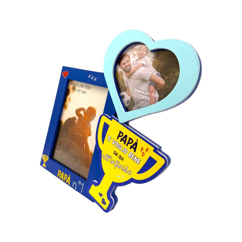 Cornice portafoto festa del papà con coppa 3d e la scritta Papà ti voglio bene da qui all'infinito