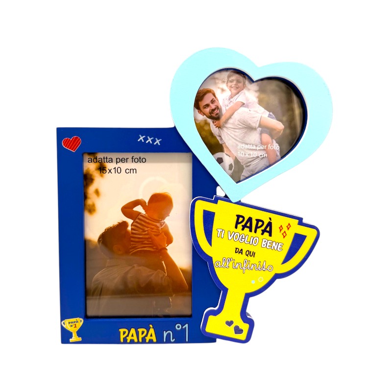 Cornice portafoto festa del papà con coppa 3d e la scritta Papà ti voglio bene da qui all'infinito