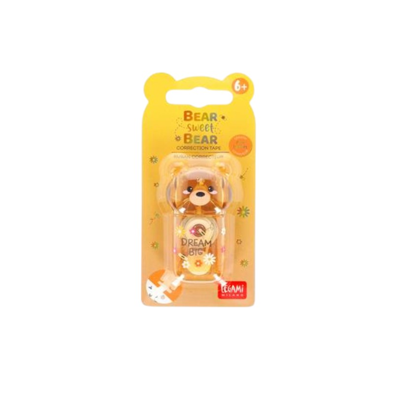 Correttore nastro Legami Bear Sweet Bear — correzione istantanea, design orsetto kawaii color miele, Dream Big. Regalo scolastico originale. 