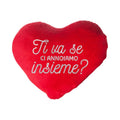 Bellissimo cuscino a forma di cuore con la scritta bianca ricamata "Ti va se ci annoiamo insieme?", sofficissimo e morbidissimo.