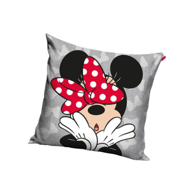 Cuscino quadrato sfoderabile a tema Disney. Minnie Grigio a Pois