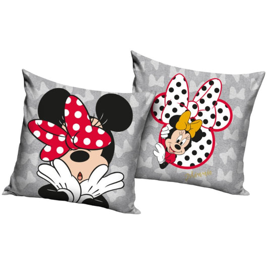 Cuscino quadrato sfoderabile a tema Disney. Minnie Grigio a Pois