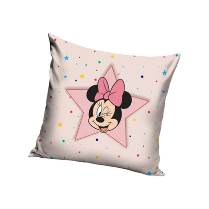 Cuscino quadrato sfoderabile a tema Disney. Minnie rosa star