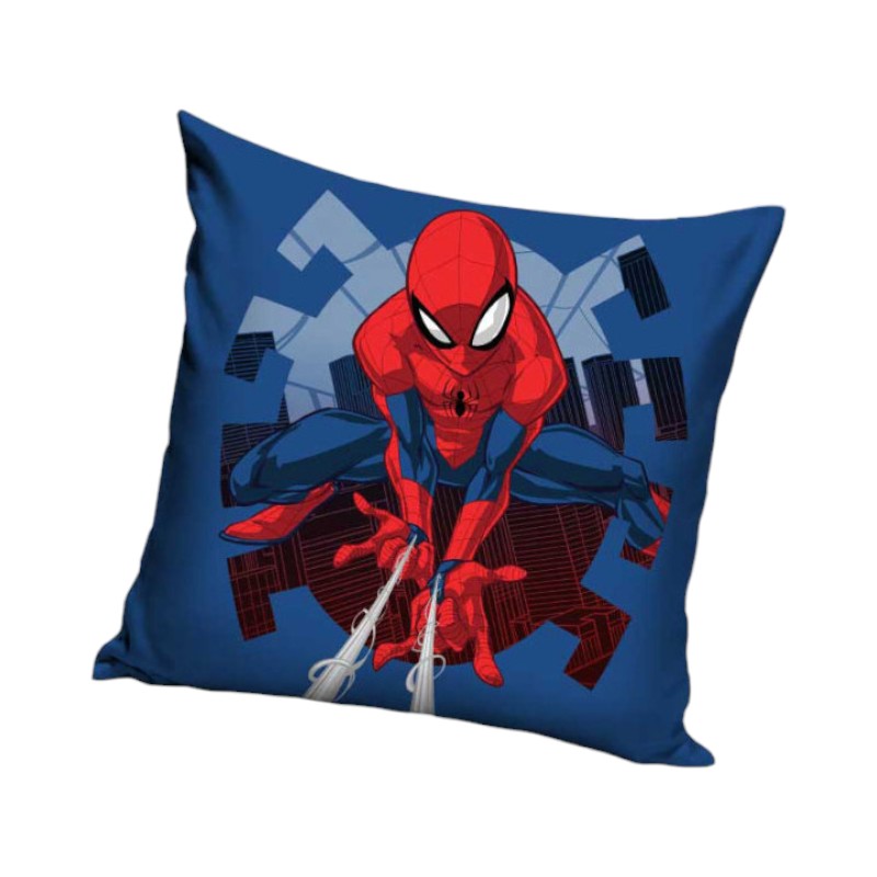 Cuscino quadrato sfoderabile a tema Marvel Spiderman in volo e Viso