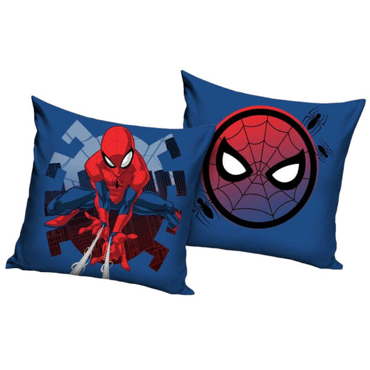 Cuscino quadrato sfoderabile a tema Marvel Spiderman in volo e Viso