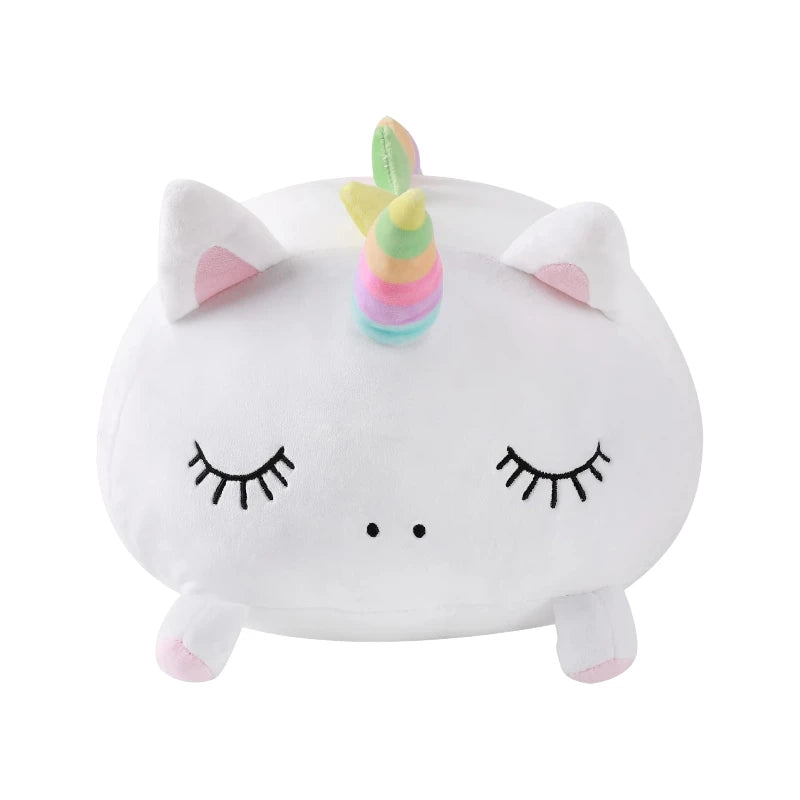 Maxi cuscino a forma di unicorno bianco con corno arcobaleno, 33x30 cm, morbidissimo