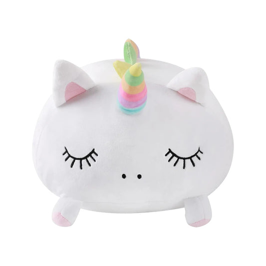 Maxi cuscino a forma di unicorno bianco con corno arcobaleno, 33x30 cm, morbidissimo