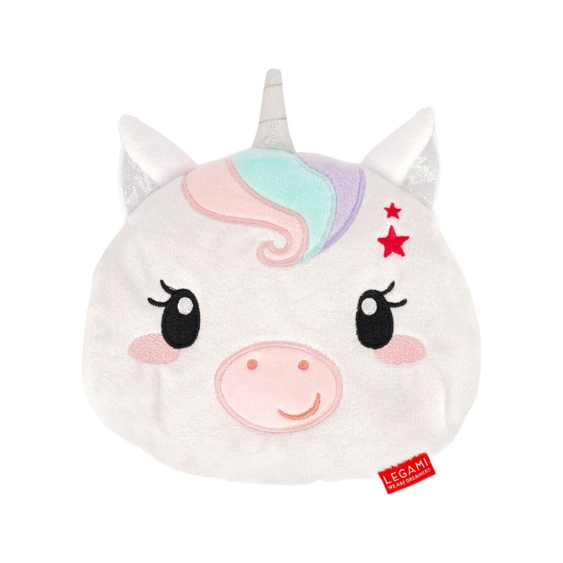 Cuscino termico Legami Unicorno con semi di lino e lavanda, uso caldo e freddo. Mini Warm Cuddles per relax naturale kawaii. Scoprilo ora!