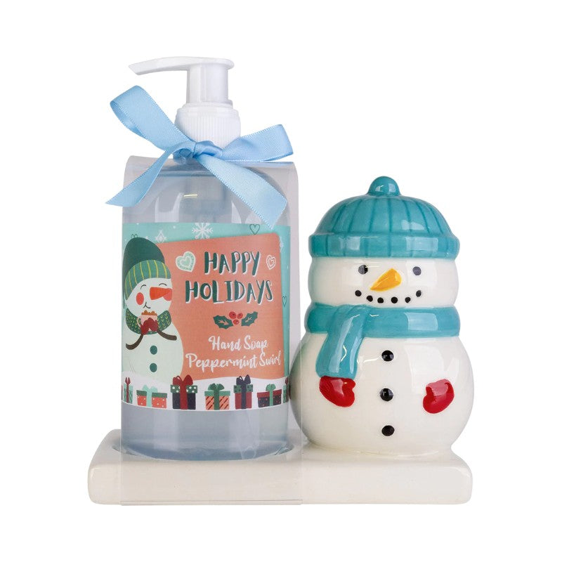 Bellissimo accessorio porta sapone natalizio a tema pupazzo di neve, perfetto per rendere magica l'atmosfera del tuo bagno durante le feste.