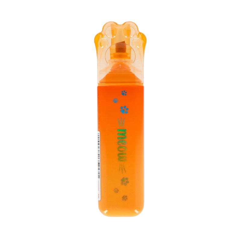 Evidenziatore Legami Meow — cappuccio zampa gatto, punta scalpello 5 mm, inchiostro acqua asciugatura rapida. Regalo kawaii per studentesse. 
