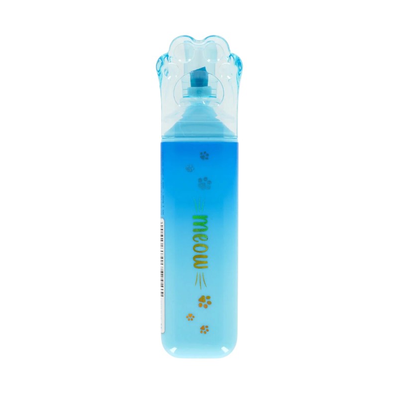 Evidenziatore Legami Meow — cappuccio zampa gatto, punta scalpello 5 mm, inchiostro acqua asciugatura rapida. Regalo kawaii per studentesse. 