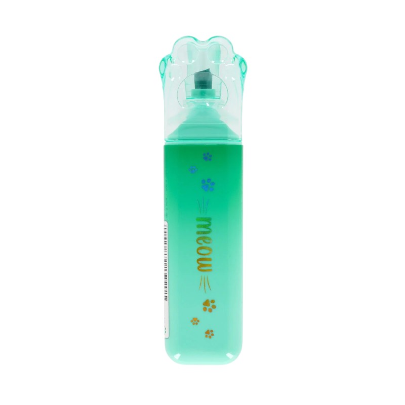 Evidenziatore Legami Meow — cappuccio zampa gatto, punta scalpello 5 mm, inchiostro acqua asciugatura rapida. Regalo kawaii per studentesse. 