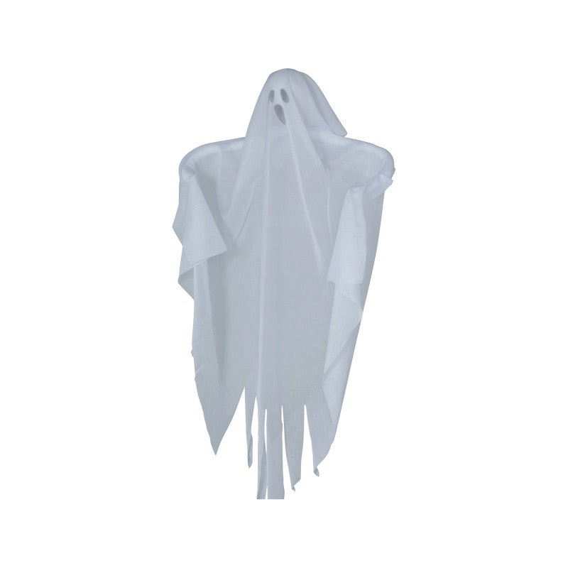 Fantasma decorativo di Halloween da appendere in tessuto bianco con braccia aperte: decorazione spettrale per casa e feste. Su Viano Shop!