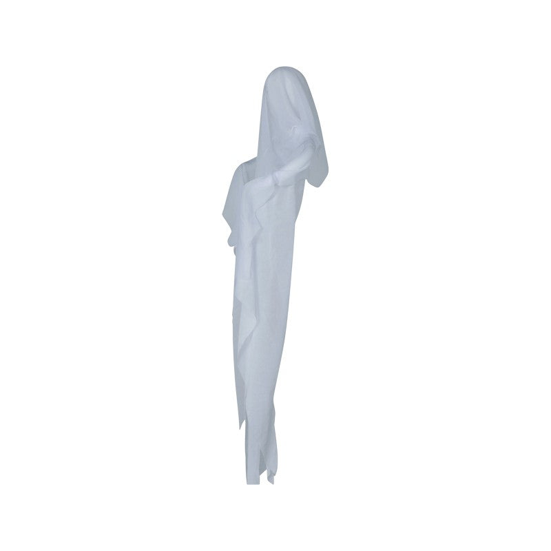 Fantasma decorativo di Halloween da appendere in tessuto bianco con braccia aperte: decorazione spettrale per casa e feste. Su Viano Shop!
