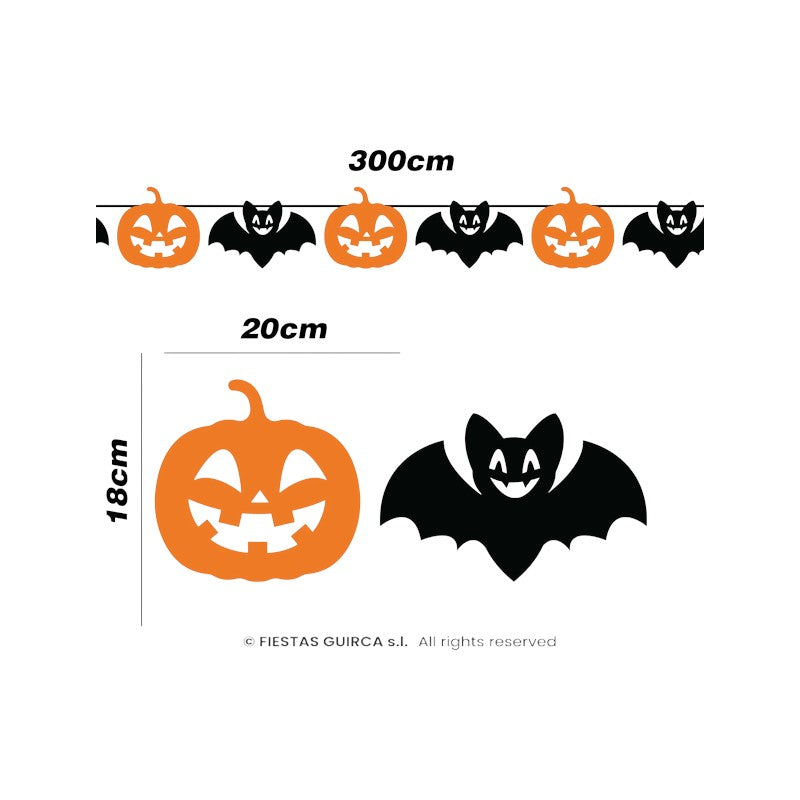 Festoni ghirlanda di Halloween Fiestas Guirca da 3 metri: pipistrelli, zucche, fantasmi e castelli per decorare la festa. Su Viano Shop!