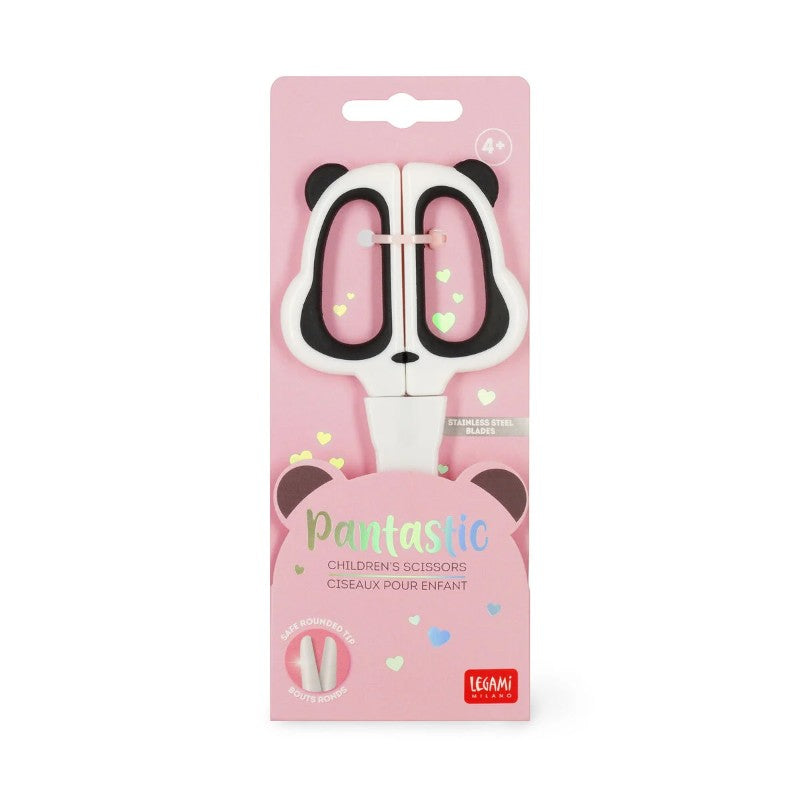 Forbici per bambini Legami Panda Pantastic: lame in acciaio, punta arrotondata sicura, design panda kawaii. Scopri le forbici Legami! 