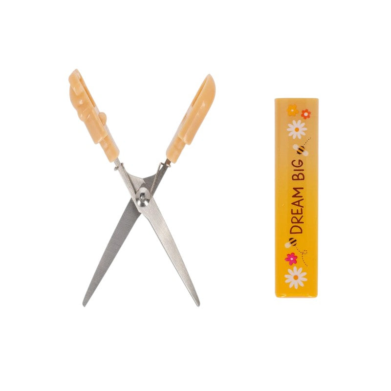 Forbici mini portatili Legami Bear Sweet Bear — custodia protettiva kawaii, orsetto Dream Big, età 6+. Regalo scolastico coordinato WonderWow. 