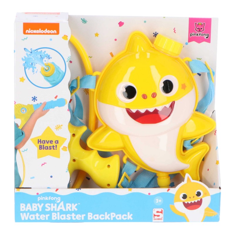 Bellissima pistola ad acqua dotata di zainetto con serbatoio a tema Baby Shark