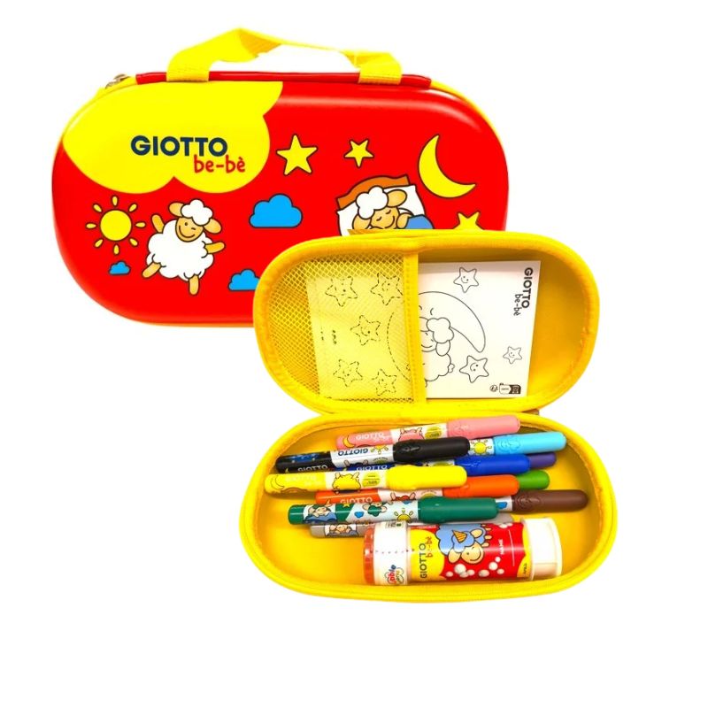 Astuccio Giotto be-bè con pennarelli super lavabili, schede da colorare e bolle di sapone: kit creativo per i più piccoli. Su Viano Shop!