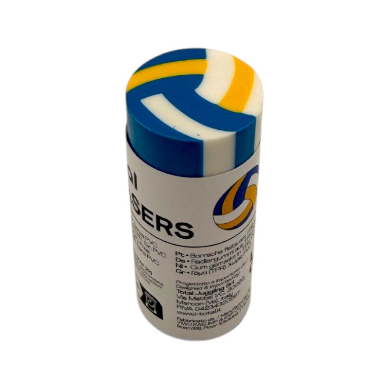 Gomme 3D sport I-Total — forma pallone, long eraser, varianti calcio, basket, volley e tennis. Regalo originale per bambini sportivi.