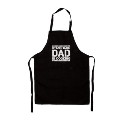 Grembiule nero da uomo con scritta "Stand back dad is cooking"