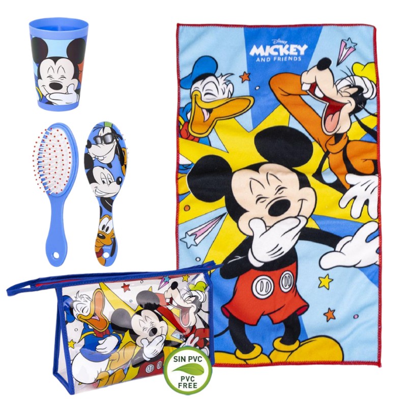 Bellissimo set da viaggio a tema Disney composto da: Beauty Bag, Spazzola, Bicchiere e Asciugamano