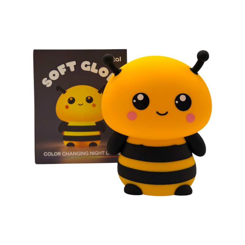 Lampada da comodino per bambini in silicone morbido con cambio colore LED