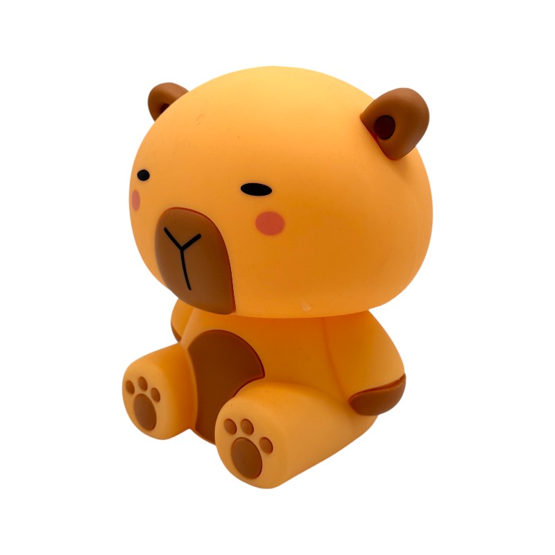 Lampada da comodino a forma di capibara per bambini in silicone morbido con cambio colore LED