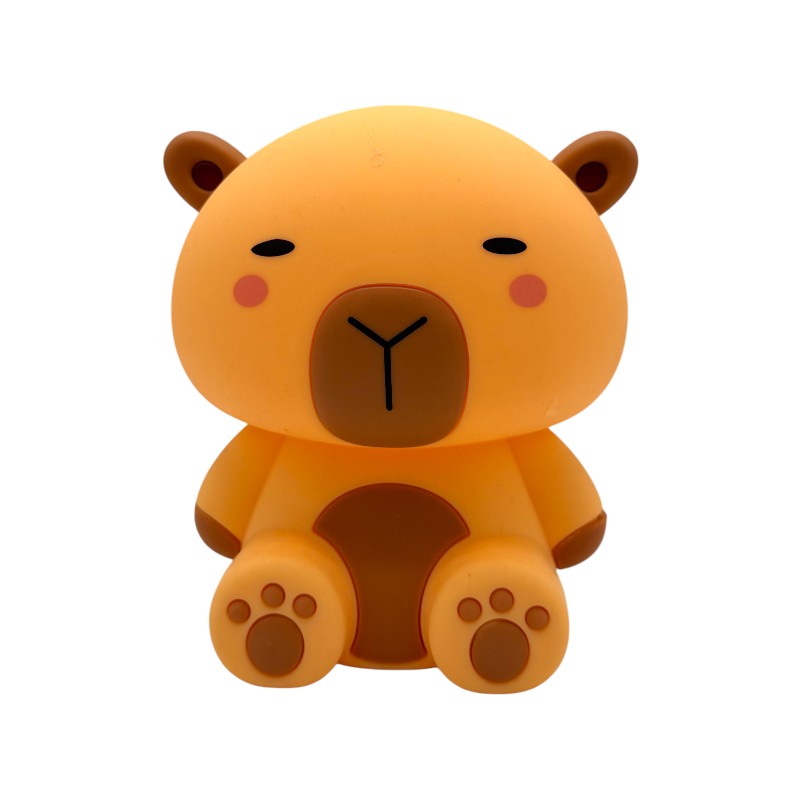 Lampada da comodino a forma di capibara per bambini in silicone morbido con cambio colore LED